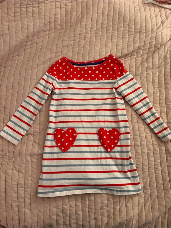 Mini Boden Other - Mini Boden Red, White and Blue Striped Heart Pocket Dress